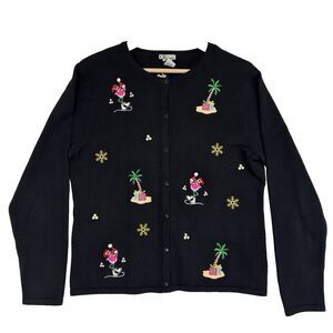 CB Career Ugly Christmas Sweater Cardigan Flamingo Womens L Career Holiday Party